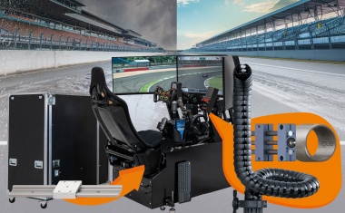 Zusammenklappbarer Simulator für Rennstrecken und Events