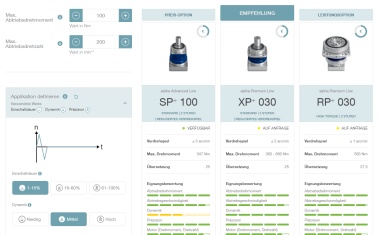 Quick dimensioning tool for drive solution
