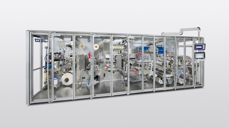 Gesamtansicht der Produktions- und Verpackungsmaschine vom Typ PMK 150/300