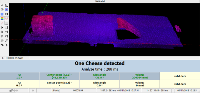 Abb. 3: Die Position des Käsestücks wird aus einem dichten 3D-Bild berechnet.