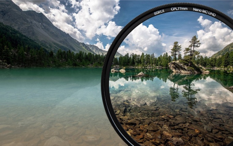 Bild mit und ohne Einsatz eines Polarisationsfilters (Quelle: Sirui Deutschland...