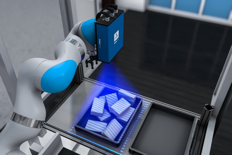 Wahlweise lassen sich die 3D-Sensoren am Roboterarm oder ­stationär über der...