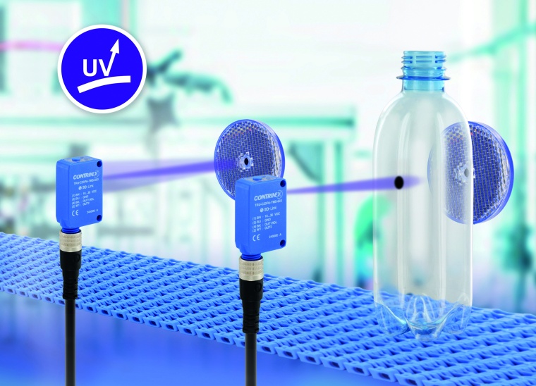 Der photoelektrische Sensor TRU-C23 nutzt  UV-Licht und erkennt transparente...