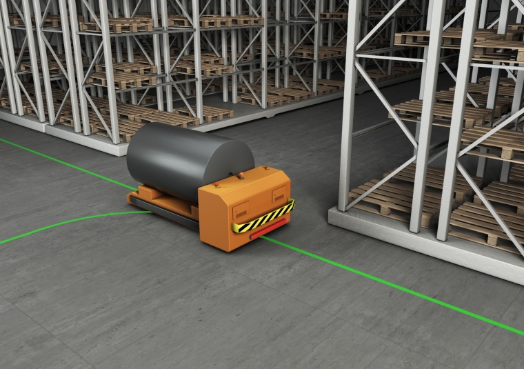 Werkstücktransport in der Produktion und Materialzuführung im Lager.