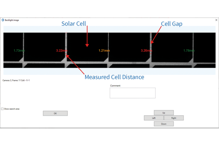 Zellabstandsmessung mit automatischer Beurteilung: ein Solarmodul, das einen...