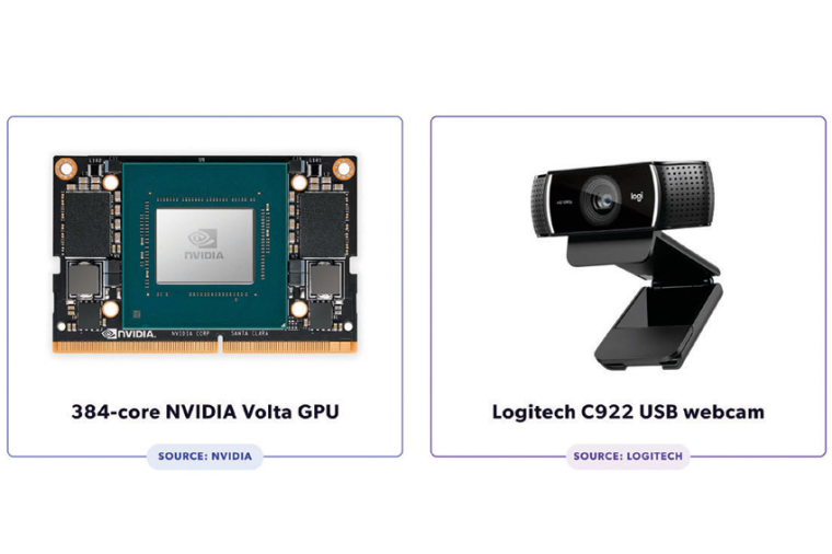 Eine Nvidia-Volta-GPU, eine Carmel-ARM-CPU und eine Logitech C922 USB Webcam...
