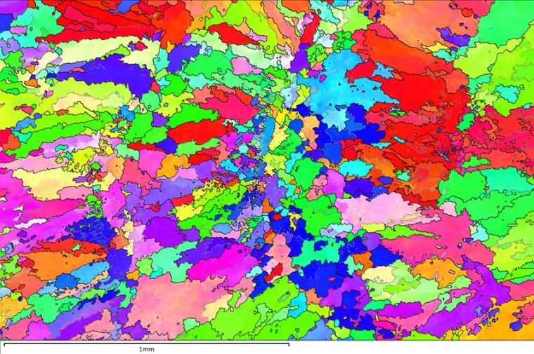 EBSD-Orientierungskarten der mit Ultraschallunterstützung abgeschiedenen...