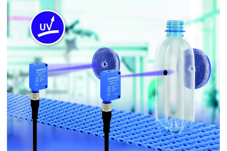 Der photoelektrische Sensor TRU-C23 nutzt UV-Licht und erkennt transparente...