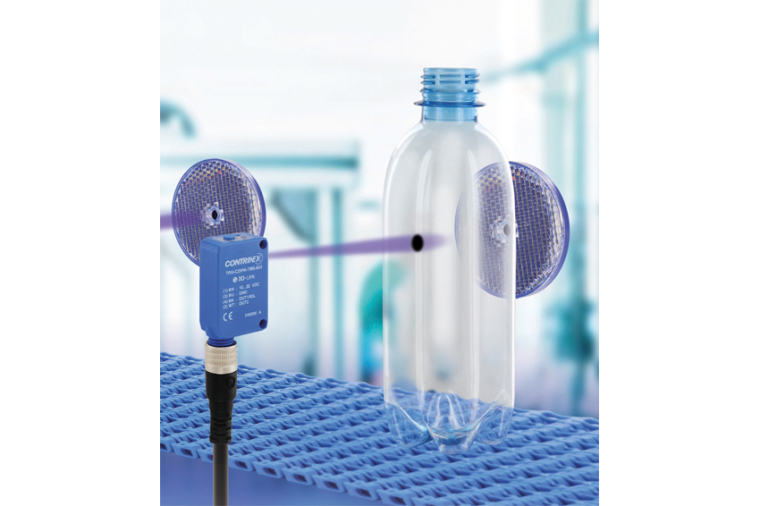 Der photoelektrische Sensor TRU-C23 nutzt UV-Licht und­ erkennt transparente...