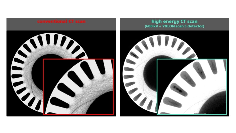Conventional CT scan of a cast rotor with insufficient resolution of the rotor...