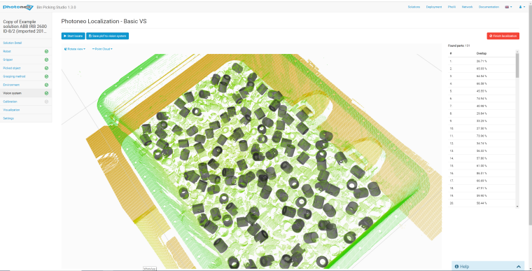 Photoneo Bin Picking Studio Software – localization of objects. Image:...