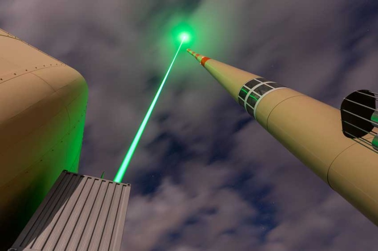 A laser to divert lightning from thunderclouds (Source: Trumpf / M. Stollberg)
