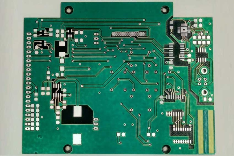 Double-sided printed circuit board produced in the prototyping laboratory of...