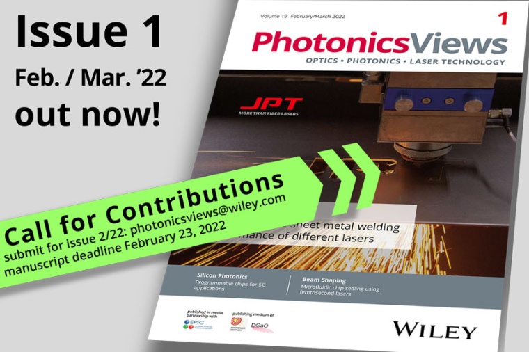 PhotonicsViews, volume 19, issue 1/2022 February / March (Source: Wiley)