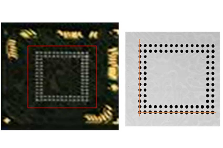 Reconstruction of the 3D BGA sample: scan area (left), wrapped phase map...