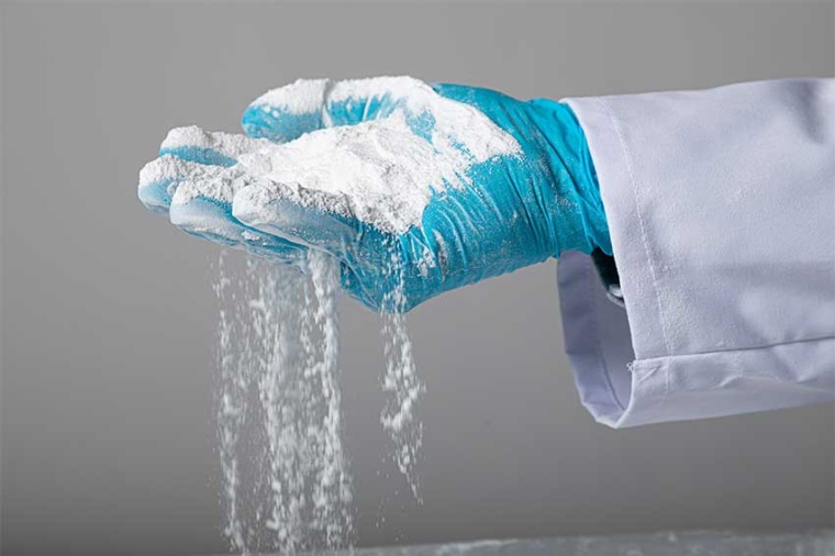 Plastic powder of polyamide 12 as used in selective laser sintering (Source:...