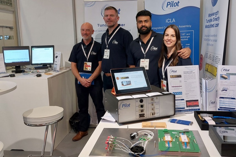 Pilot Photonics team at ECOC 2022 (l–r): sales director Damian McGillivar,...