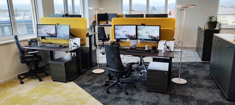 The new office workplaces in the GTM headquarters in Bickenbach are equipped...