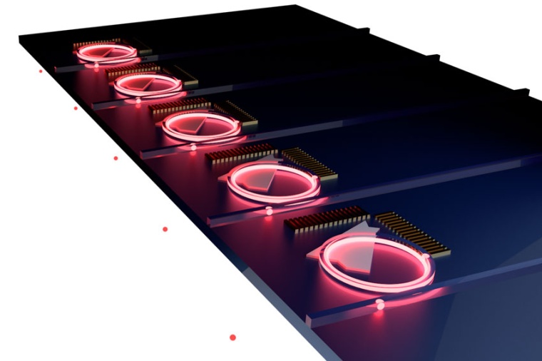 An array of on-demand single-photon sources deterministically integrated with...