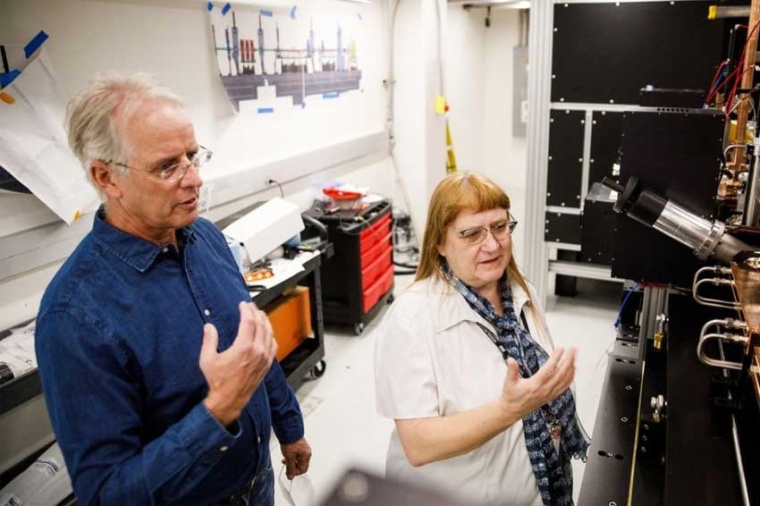 CXFEL Labs Chief Scientist William (Bill) Graves discusses the project with...