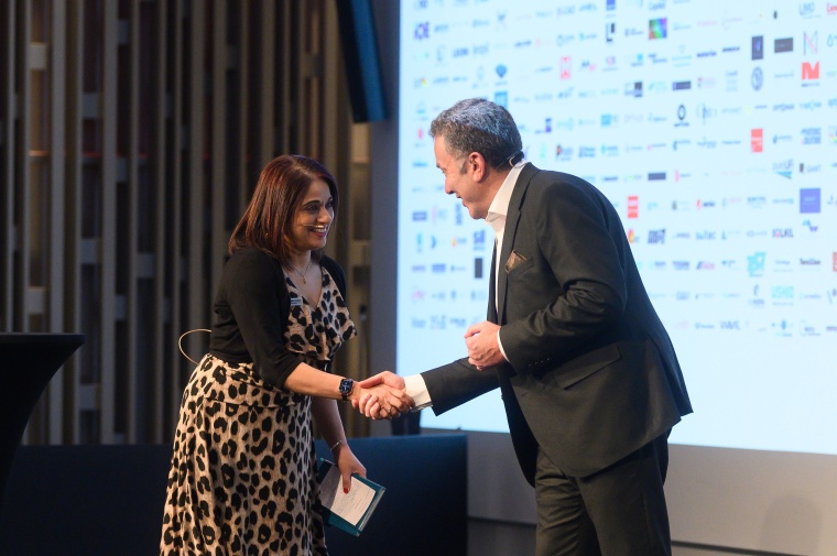 Basil Garabet (r) welcoming Shahida Imani to the EPIC board (Source: EPIC)
