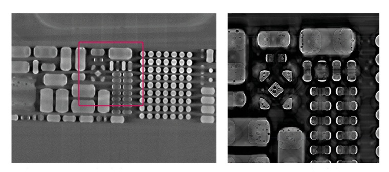 Qualityscan: 14 µm voxel size at 40 minutes scan time (left)	Vista X Pro: 0.9...