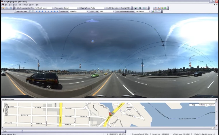 Ladybug spherical image linked to GPS data. (Image: Teledyne Flir)