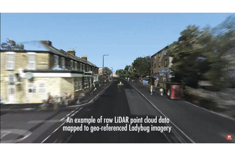 Ladybug imaging mapped to Lidar point cloud. (Image: Teldyne Flir)