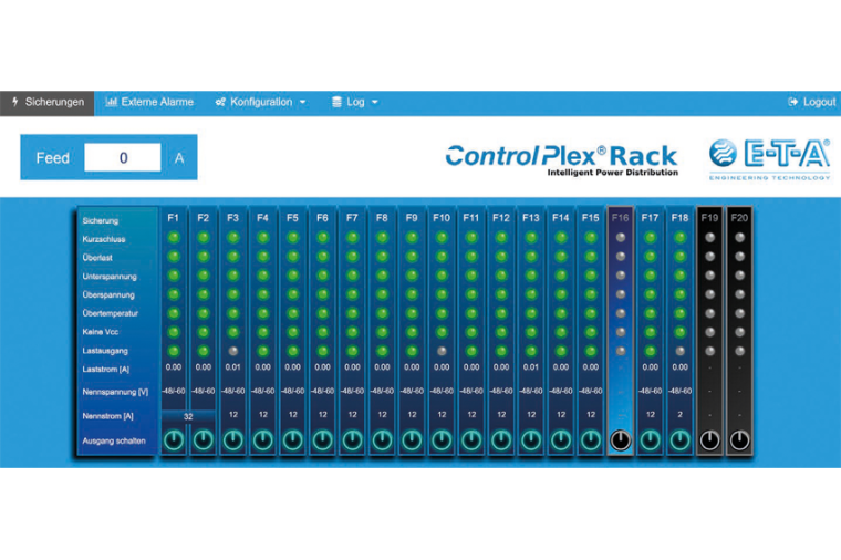 ControlPlex Rack graphical user interface for monitoring or controlling the...