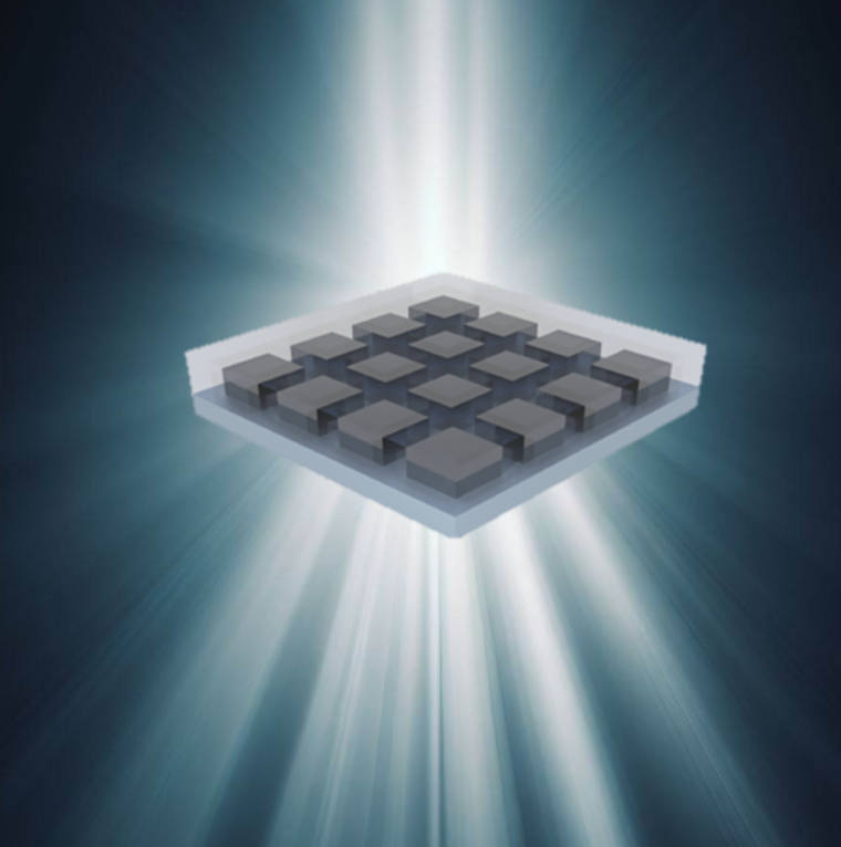 An artistic view of a beam-shaping metasurface operating in the Huygens regime....