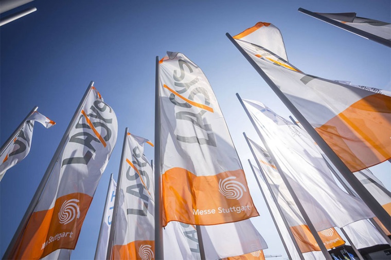 LASYS flags at Stuttgart Messe Piazza (Source: Messe Stuttgart)