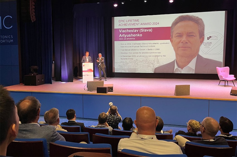 EPIC president Basil Garabet (r) delivers the EPIC Lifetime Achievement Award...