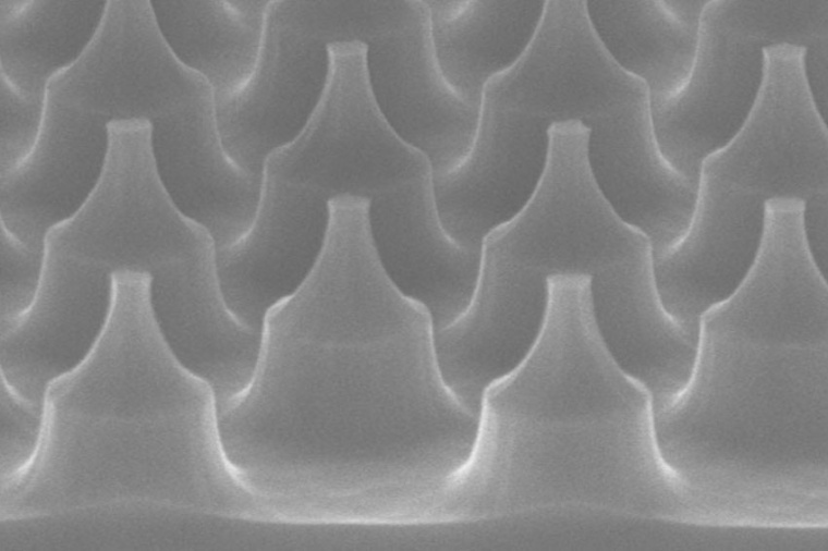 Scanning electron microscopy image of cylindric pyramdial structures (Source:...