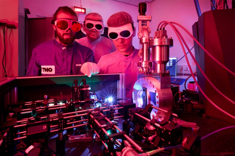The centerpiece of the quantum internet node is a cultured diamond with...