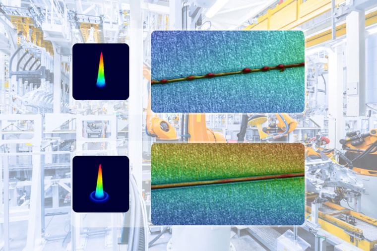 Bipolar plate weld using a standard single-mode fiber laser (top, speed = 1.0...