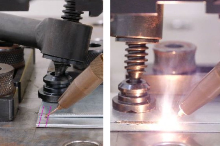 OCT pre and post-process scans (magenta lines, left) for high precision process...