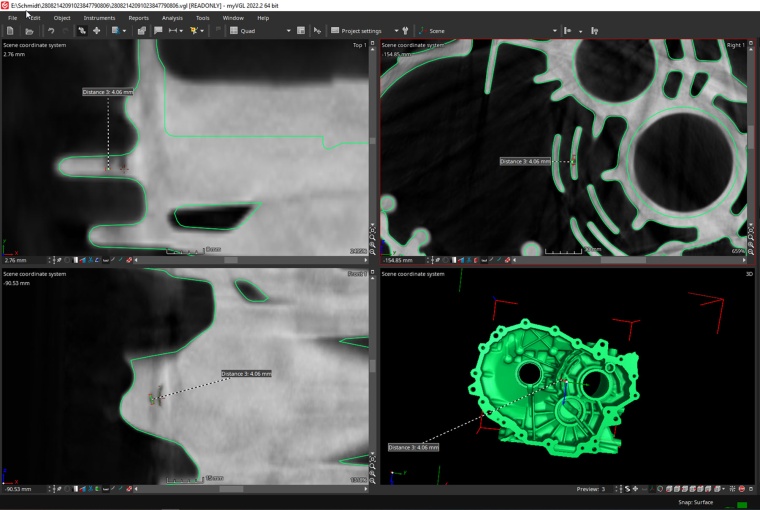 Examples of CT-scan-data analysis of an automotive part. Image: Hexagon