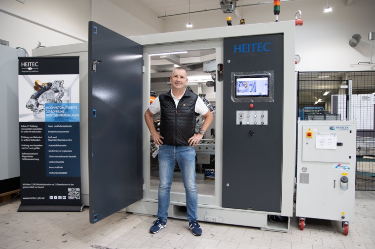 Christian Abt, co-founder of Heitec, in front of the CT system that helps BMW...