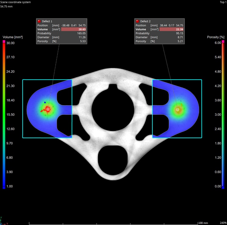 CT analysis software enables grey-value-based, shape-based, or...
