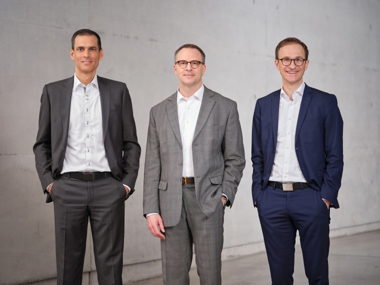 Mitglieder der Geschäftsleitung bei Leuze. Von links: Xavier Hamers, CEO und...