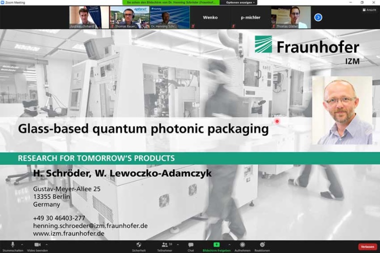 One of the expert talks: Henning Schröder (IZM) “Glass-based quantum...