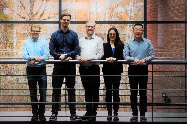 CEO of Elfys, Mikko Juntunen (center), with a part of his team (Source: Elfys)