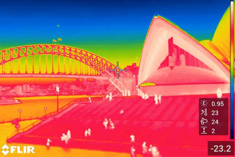Thermoradiative power conversion: an infrared image of the Sydney Opera House...