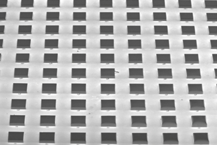 SEM micrograph of a cuboid parameter sweep fabricated via TPP. (Source: S....