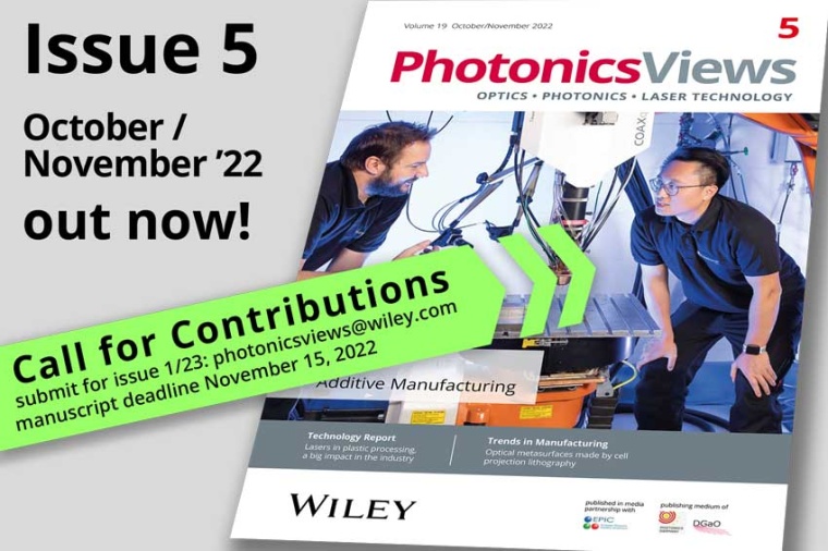 PhotonicsViews 19(5), October/November 2022 (Source: Wiley-VCH)