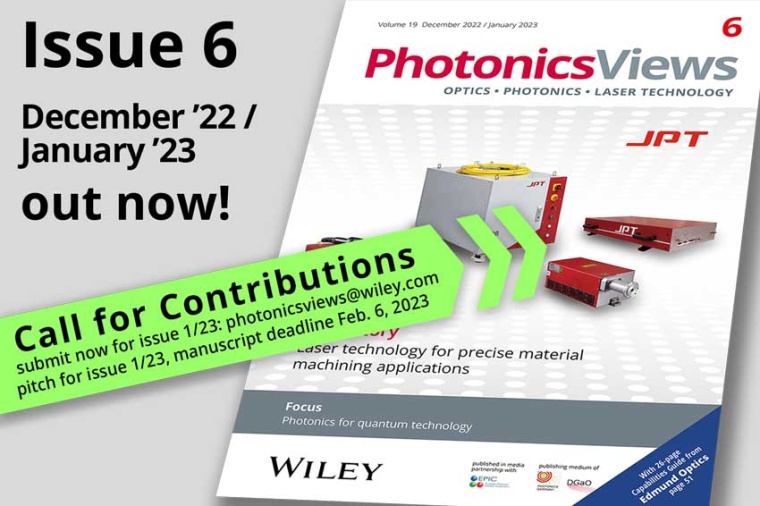 PhotonicsViews volume 19 issue 6, December 2022/January 2023 (Source: Wiley)