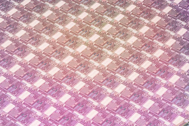 Detail of a 300-mm wafer processed on Imec’s iSiPP platform (Source: Imec)