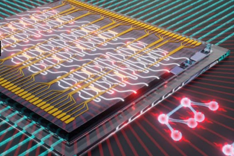 A programmable chip is used to process the quantum information transmitted by...