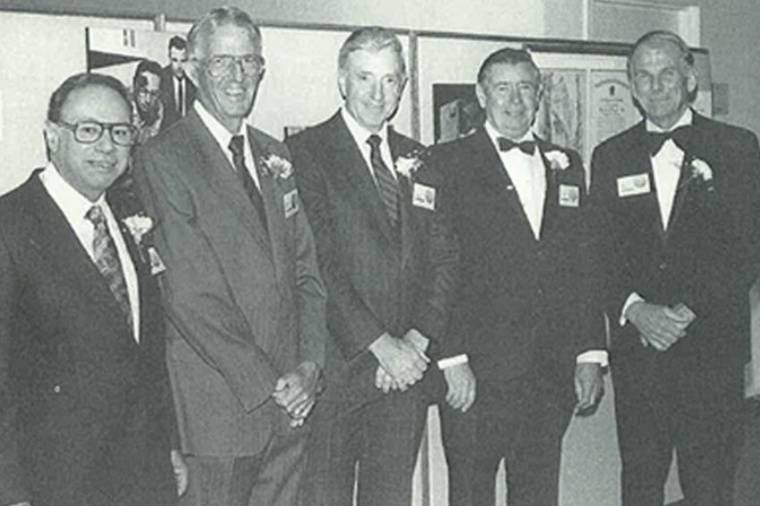 Spectra-Physics founders (l-r) Arnold Bloom, Robert Rempel, Ken Ruddock, Earl...