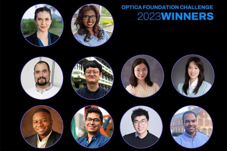 All 2023 Optica Foundation Challenge winners, including Samantha Grist (top...